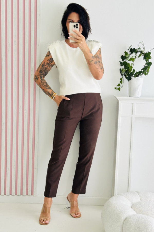 Spodnie marron elegante - brązowe