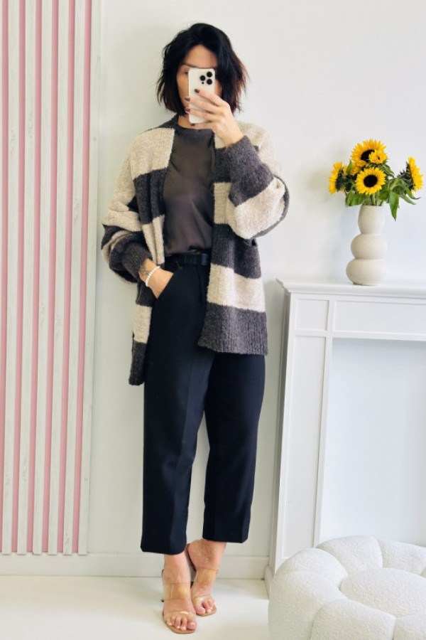 Sweter pola - brązowo beżowy