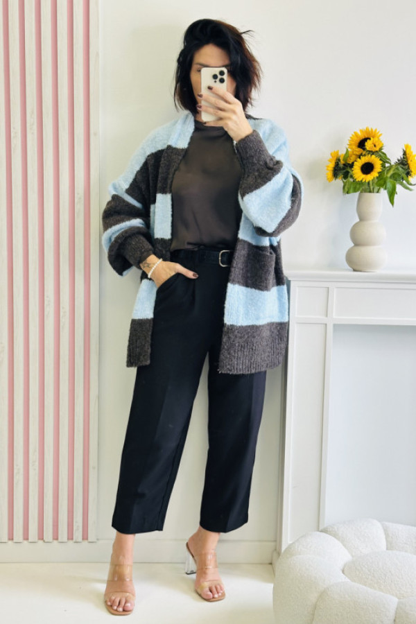 Sweter pola - brązowo niebieski