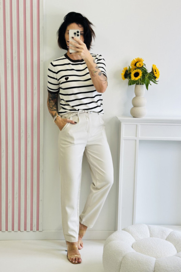 Bluzka pass - biało brązowa