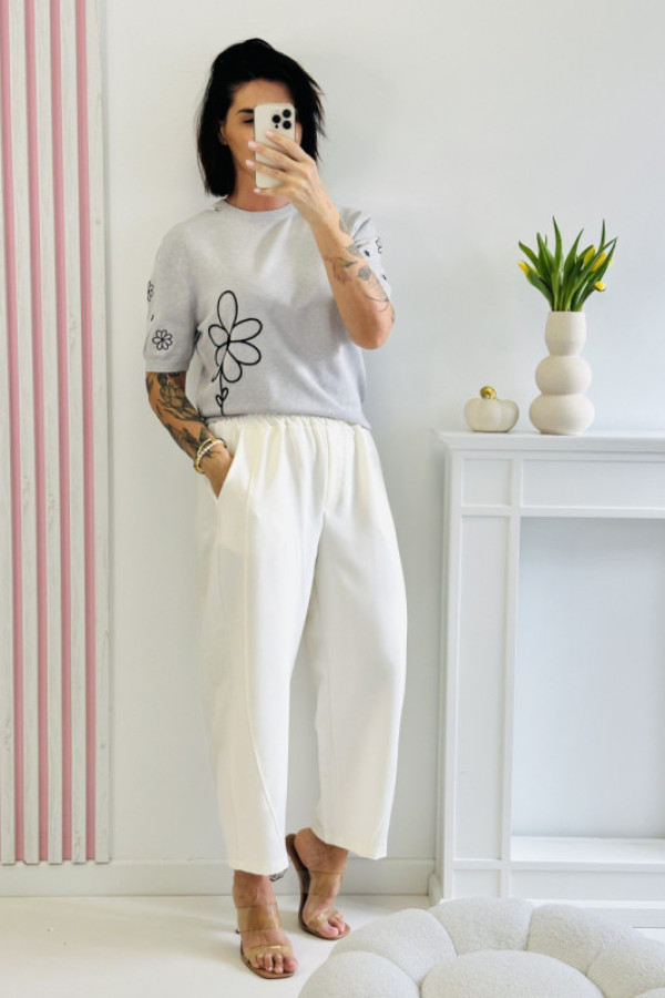 Sweter lovly flowers - szary