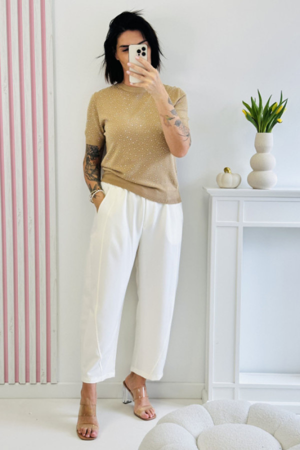 Sweter shine - ciemno beżowy