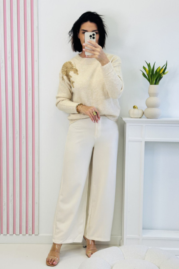 Sweter flores - beżowy