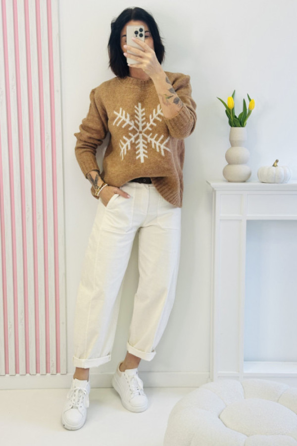 Sweter christams time - jasno brązowy