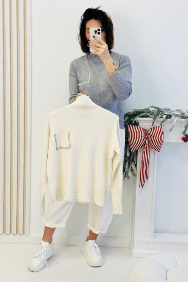 Sweter pocket - beżowy