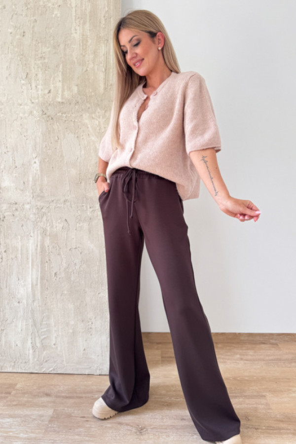 Sweter rozpinany z krótszym rękawem alice - pudrowy