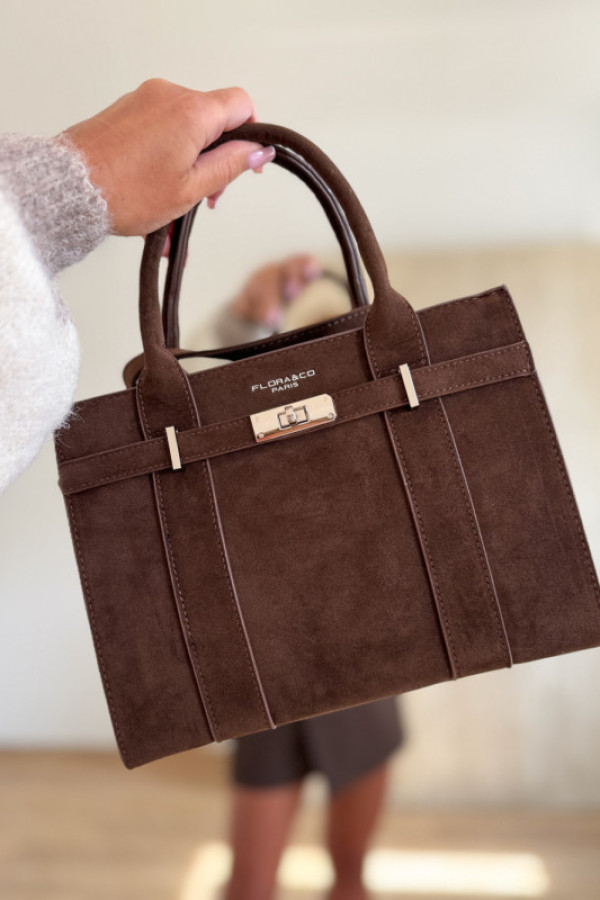 Torebka zamszowa midori - czekoladowa