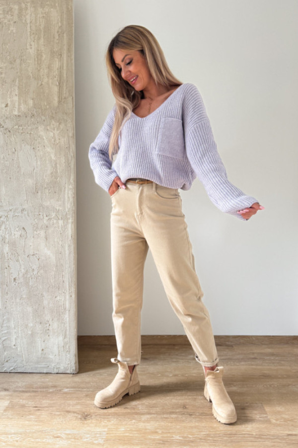 Sweter z kieszonką candy - liliowy