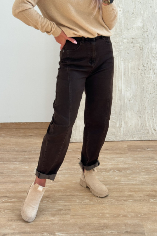 Spodnie jeansy balloon 1852 premium - czekoladowe