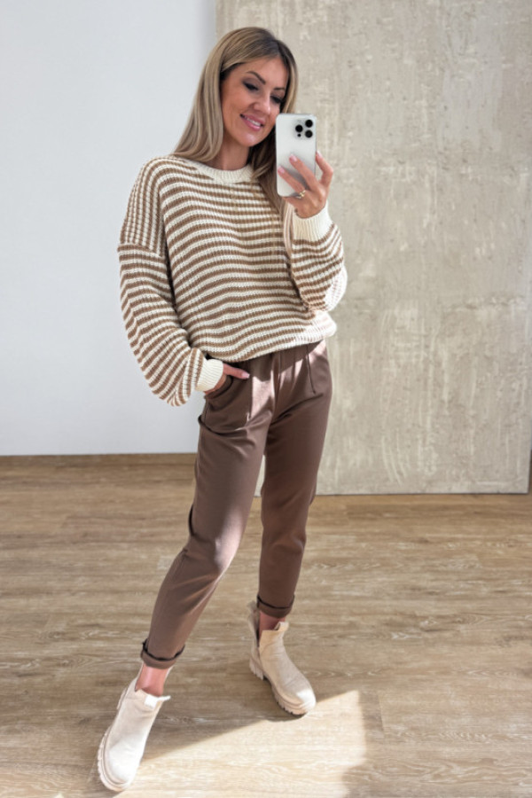 Spodnie na gumce timo - camelowe