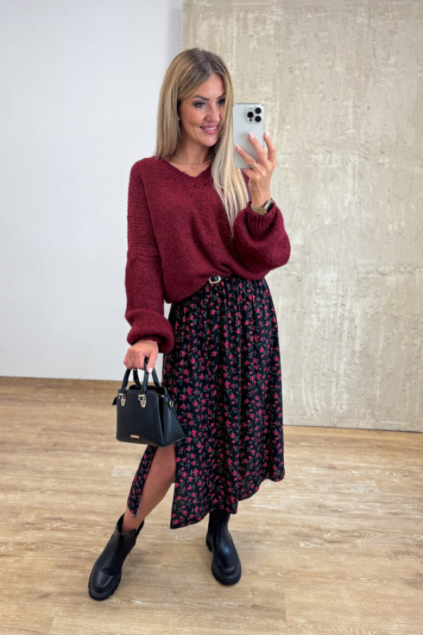 Sweter oversize vandetta - burgundowy