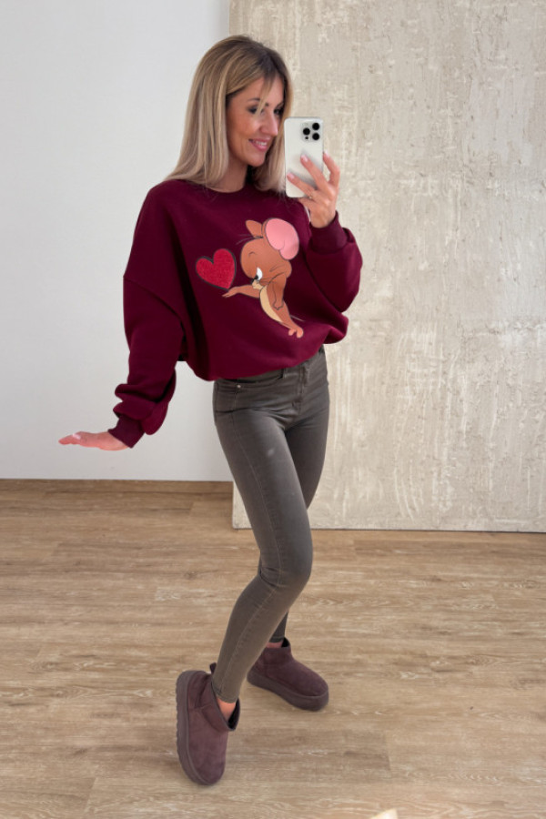 Bluza oversizowa jerry - bordowa