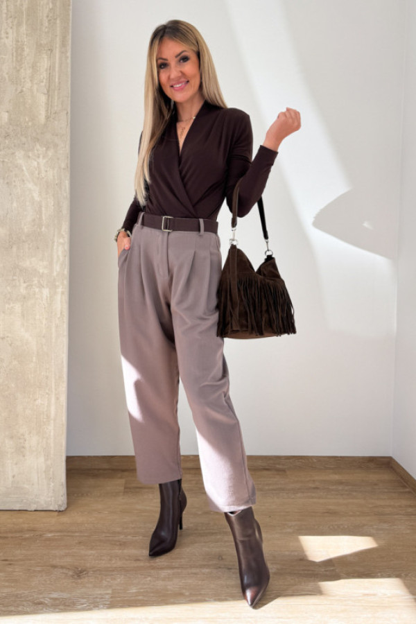 Spodnie cygaretki balloon - mocca