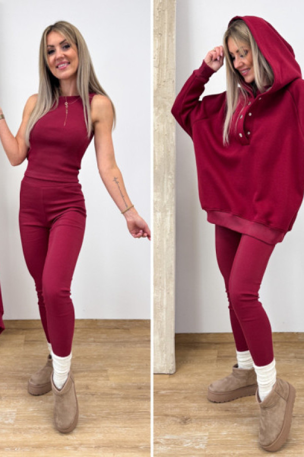 Trzy częściowy komplet queens - bordowy