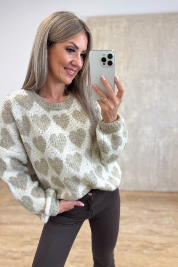 Sweter serduszko lover - beż wanilia