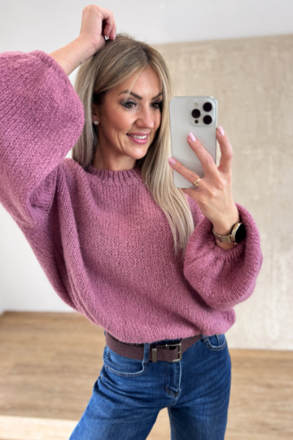 Sweter z wełną hagi - wrzos