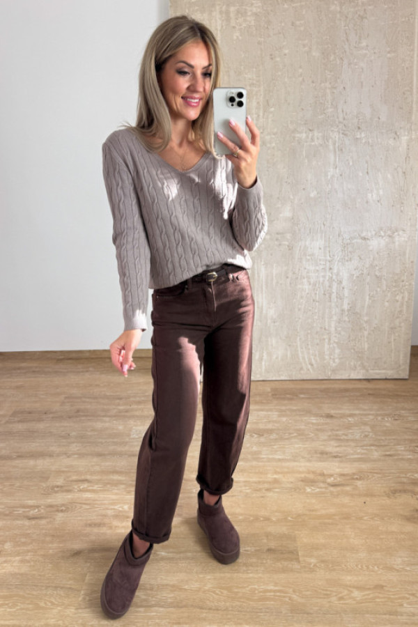 Sweter z warkoczowym splotem vera - fango