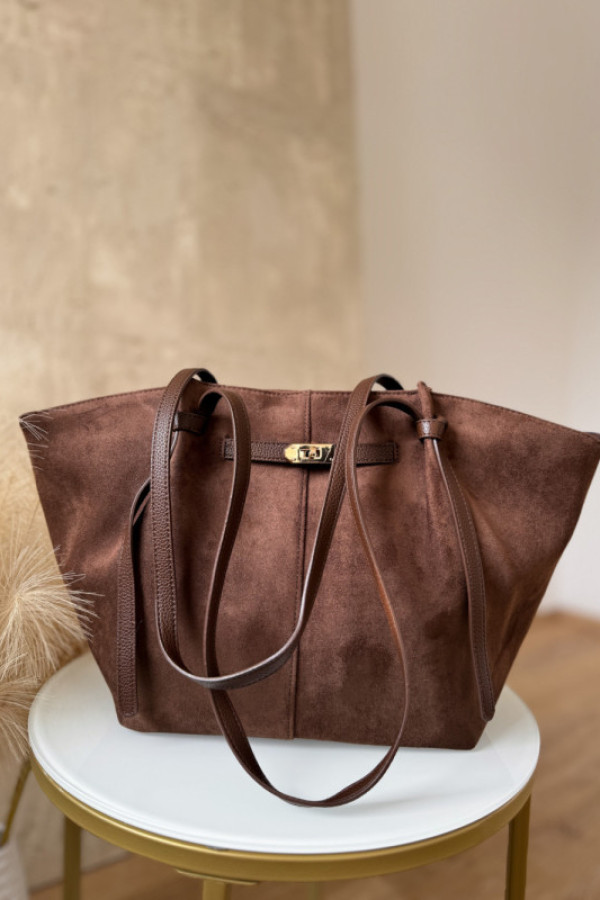 Torebka zamszowa nigiri - czekoladowa