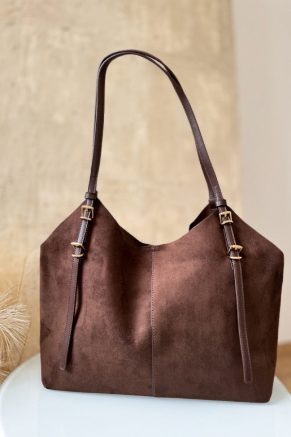 Torebka zamszowa loni - czekoladowa