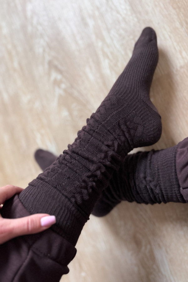 Zakolanówki kris plecione czekoladowe