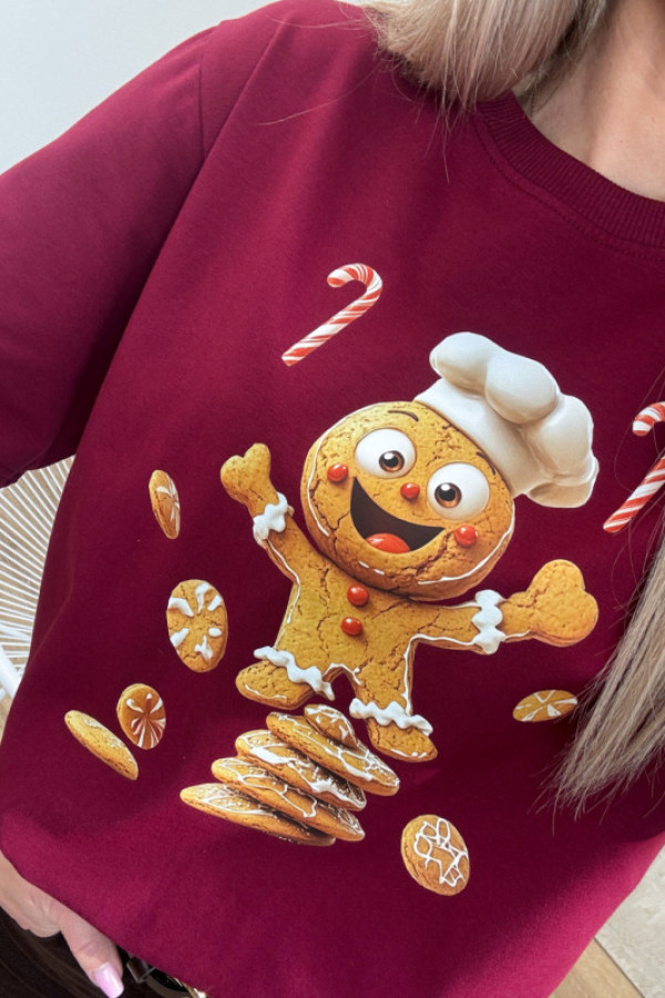 T shirt piernikowy ciastek - bordowy