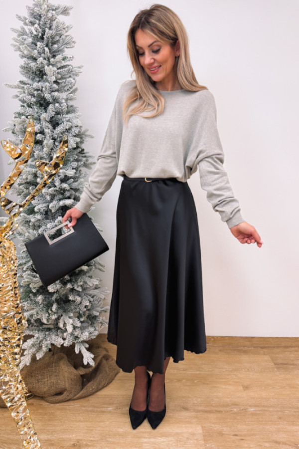 Lekki sweter luis z srebrną nitką - zimny beż