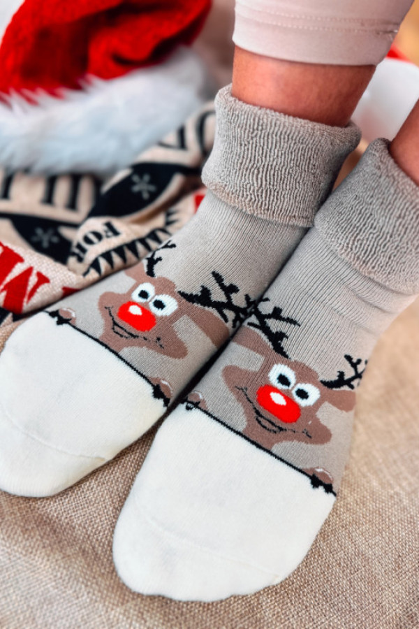 Skarpety świąteczne frotte renifer - fango z wanilią
