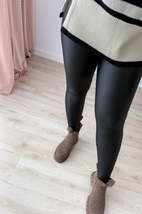 Legginsy czarne ekoskórka skinny