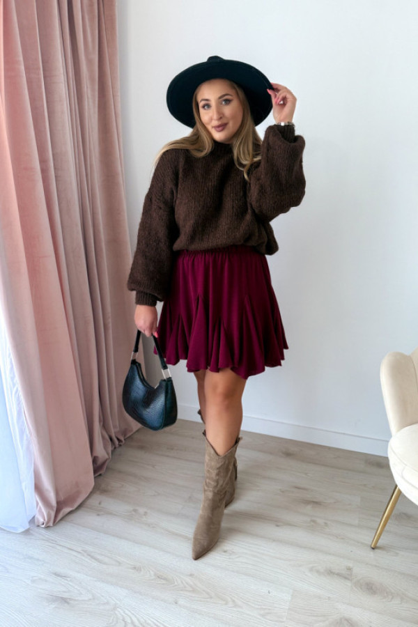 Preroder spódniczka krótka rozkloszowana cloche - bordo (dostawa 12.11.)