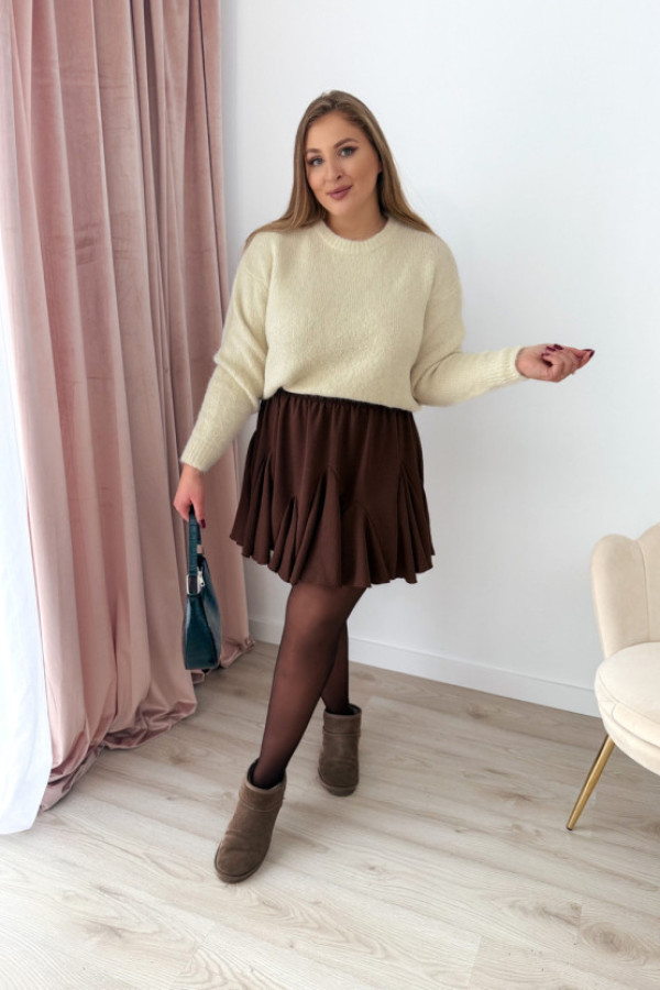 Sweter o luźnym kroju z wełną lalie - ecru