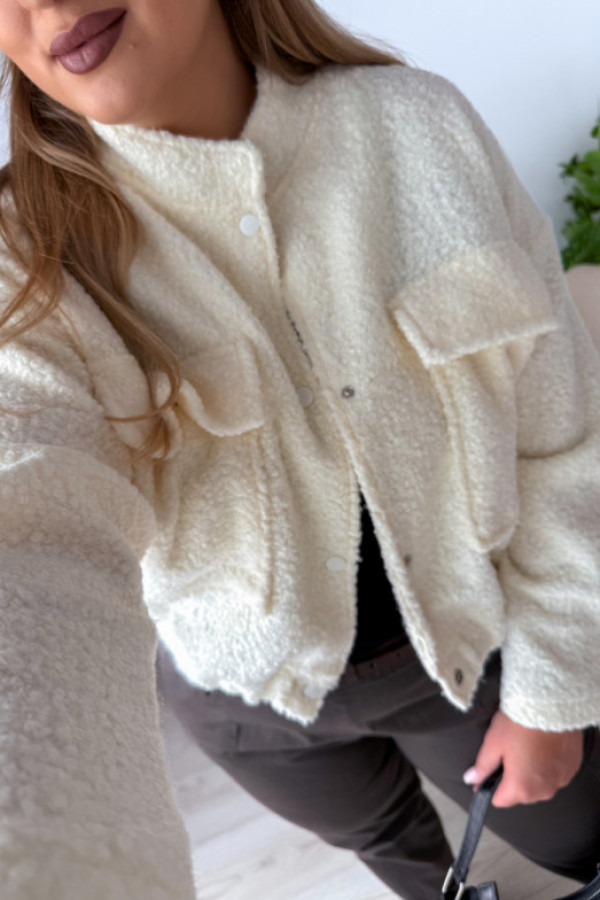 Kurtka baranek na zatrzaski alva - śmietankowa