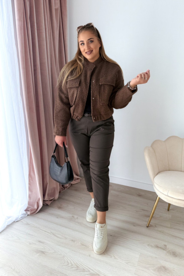 Kurtka baranek na zatrzaski alva - czekolada