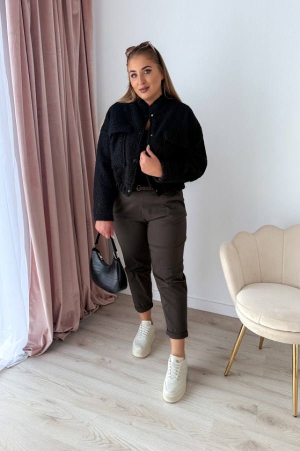 Kurtka baranek na zatrzaski alva - czarna