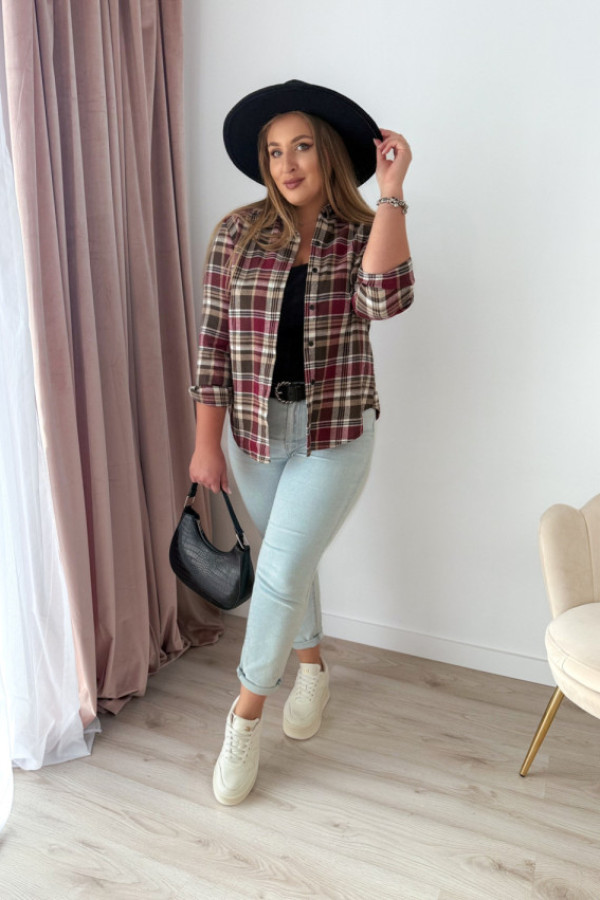 Koszula w kratę bawełniana flanelowa mavis