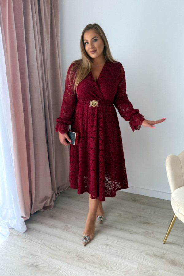 Preorder sukienka midi koronkowa bliss - bordo (dostawa ok. 18.11.)