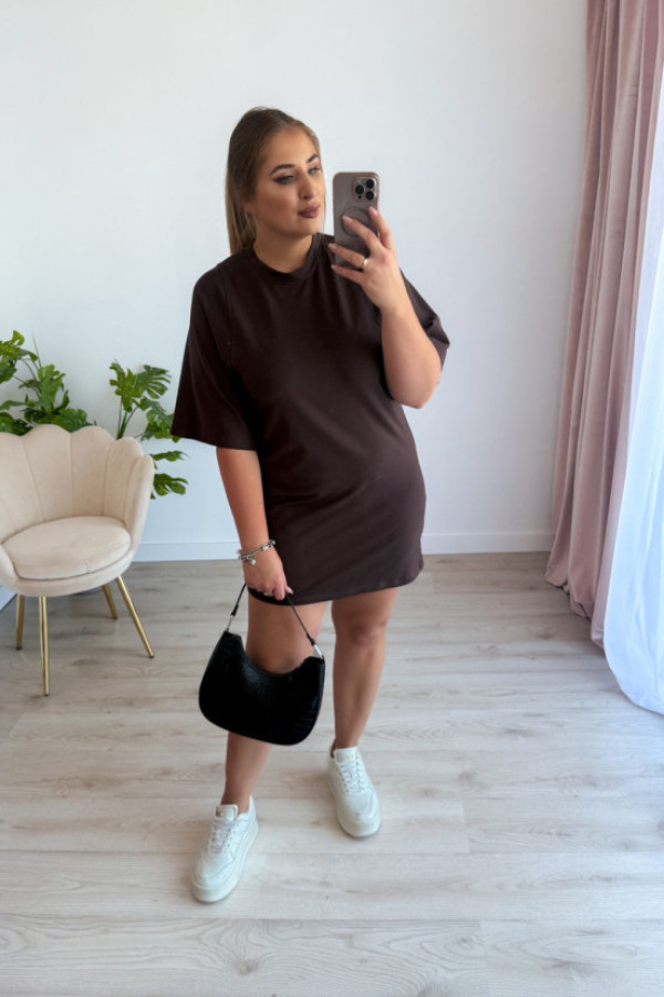 Sukienka koszulka basic ellee - czekolada