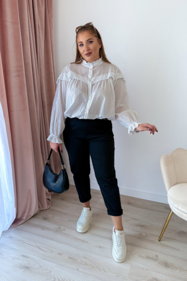 Koszula ze wstawkami koronkowymi veya - biała