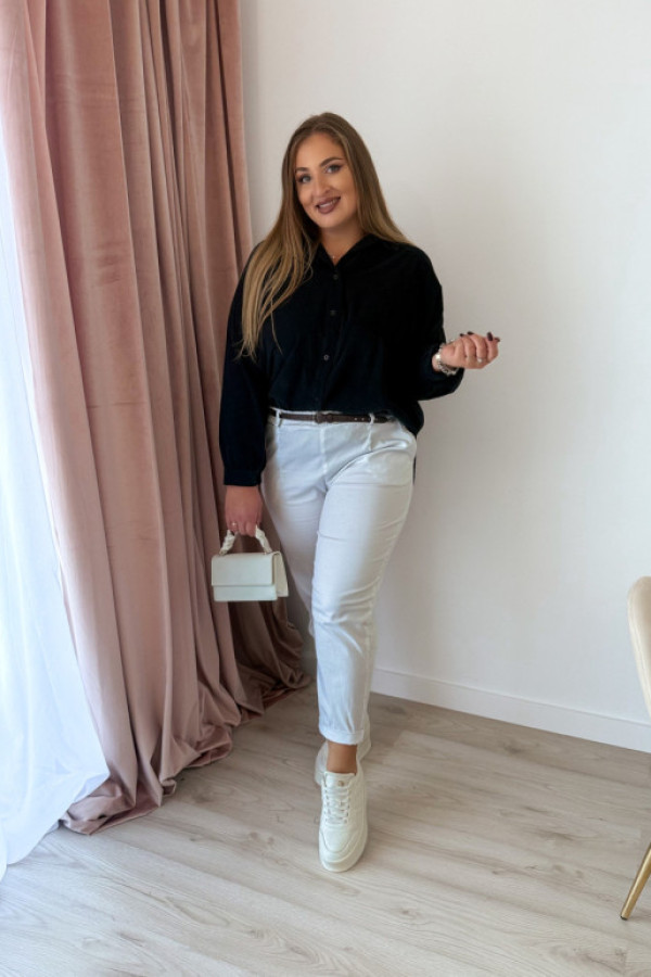 Koszula sztruksowa z wiązaniem pause - czarna