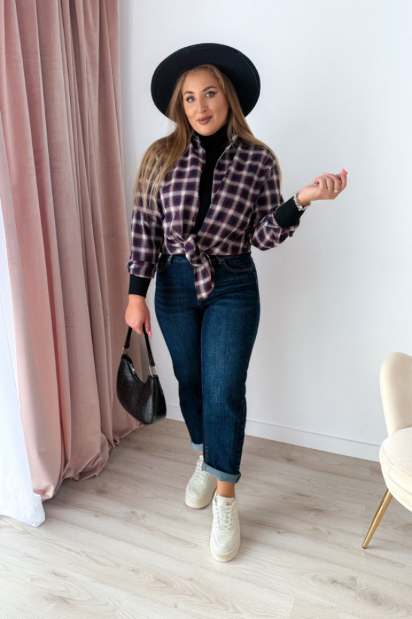 Koszula flanelowa w granatowo-bordową kratkę very fine