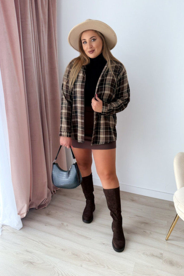 Koszula flanelowa w brązowo-jasną kratkę very fine