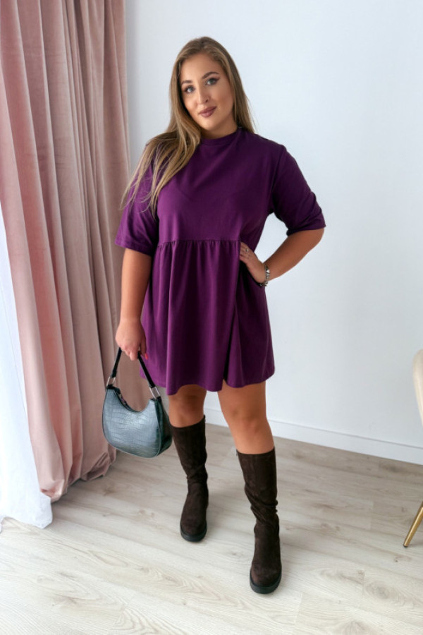 Sukienka krótka o luźnym kroju berenice - śliwka