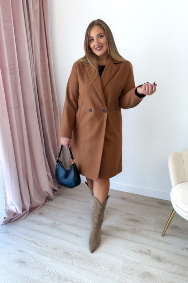 Płaszcz zapinany na guzik karmelowy evie