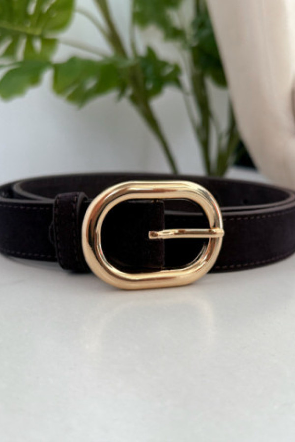 Pasek regulowany zamszowy migel - czekoladowy