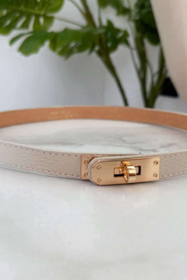 Pasek regulowany skórzany missil - kremowy