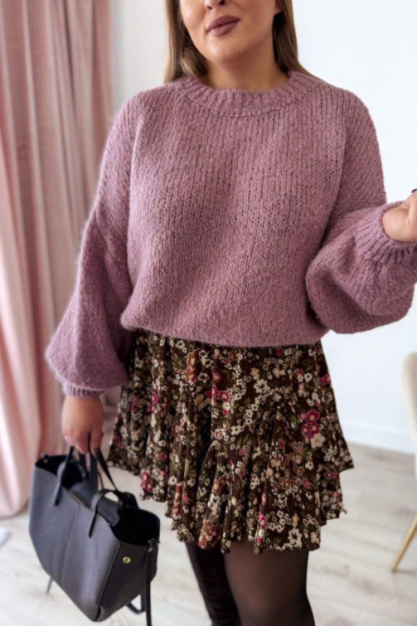 Preorder sweter oversize z wełną i szerokimi rękawami pippi - wrzos (dostawa 4.11)