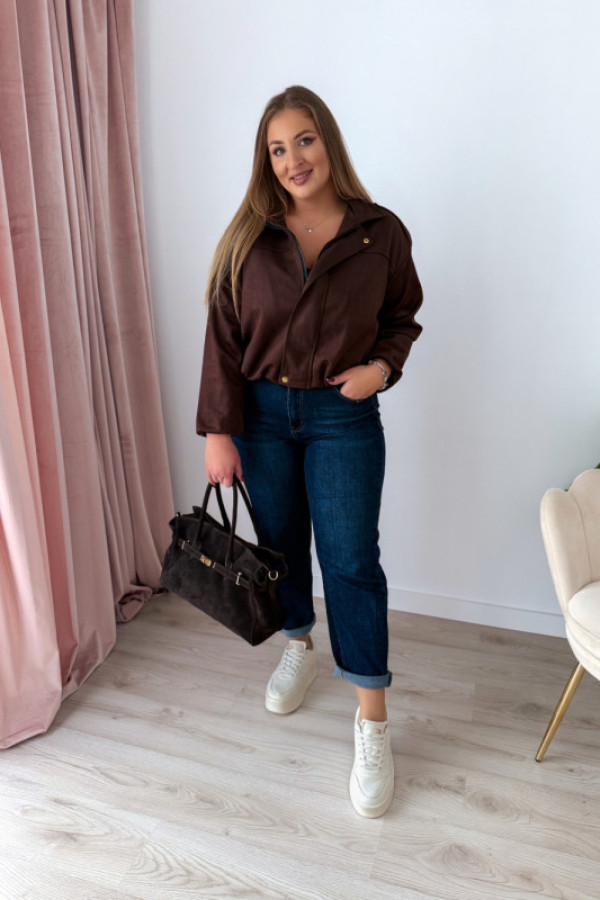 Bomberka ekozamsz z zakładką z zatrzaskami oversize juliette - czekolada