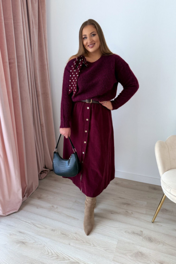 Spódnica midi sztruksowa magdalena - bordo