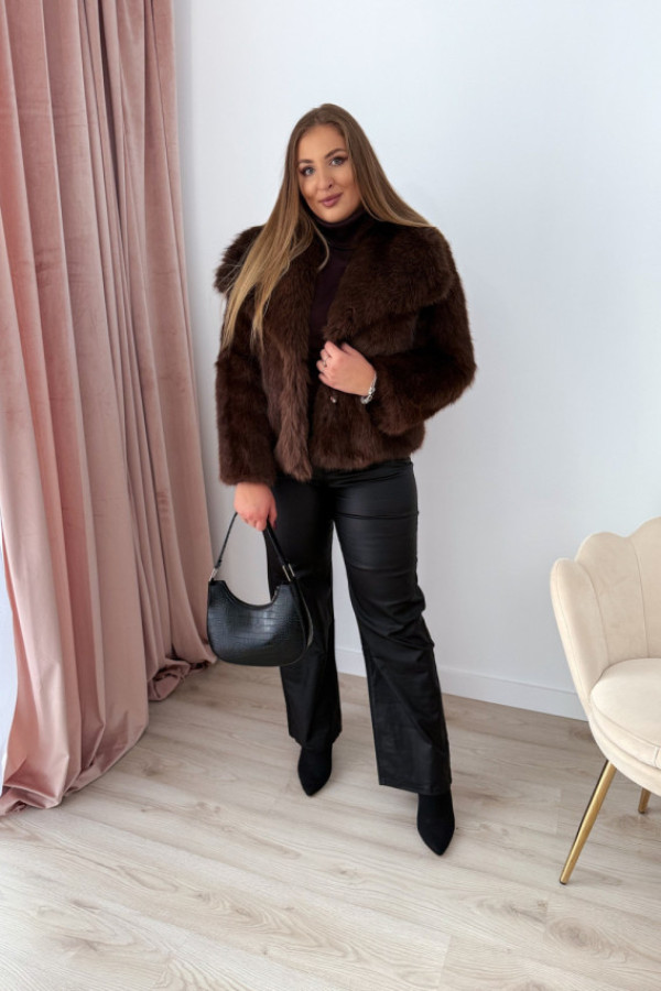 Czarne woskowane spodnie wide leg calista