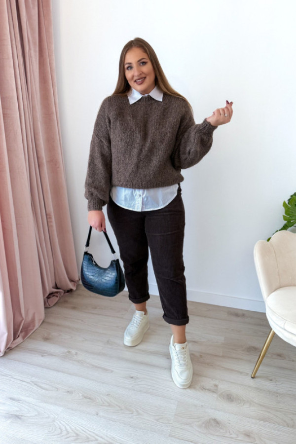 Spodnie sztruksowe mom fit adelinda - czekolada