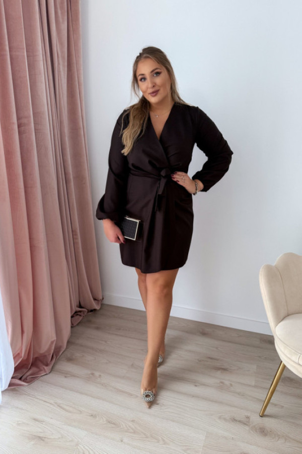 Preorder sukienka wiązana gładka czekoladowa almeria (dostawa ok. 10.11)